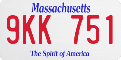 MA license plate 9KK751