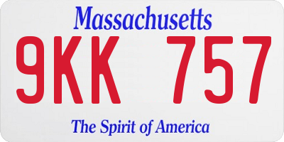 MA license plate 9KK757