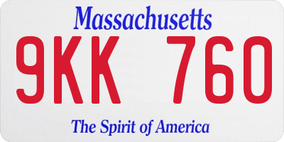 MA license plate 9KK760
