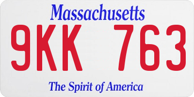 MA license plate 9KK763
