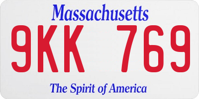 MA license plate 9KK769