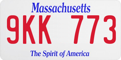 MA license plate 9KK773