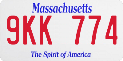MA license plate 9KK774