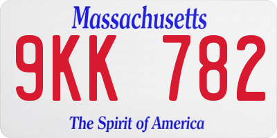 MA license plate 9KK782