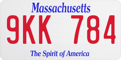 MA license plate 9KK784