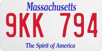 MA license plate 9KK794