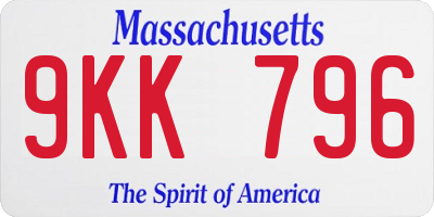 MA license plate 9KK796