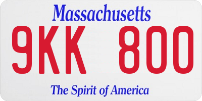MA license plate 9KK800