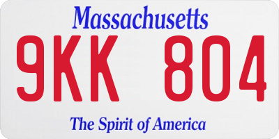 MA license plate 9KK804