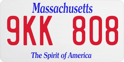 MA license plate 9KK808