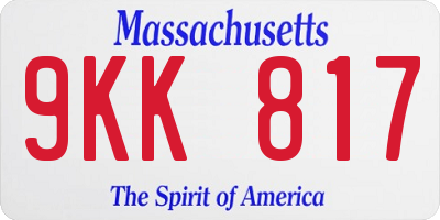 MA license plate 9KK817