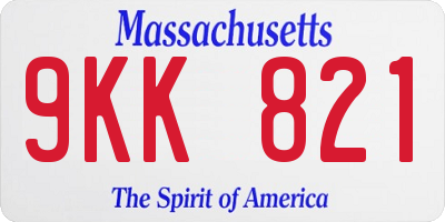 MA license plate 9KK821