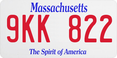 MA license plate 9KK822