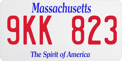 MA license plate 9KK823