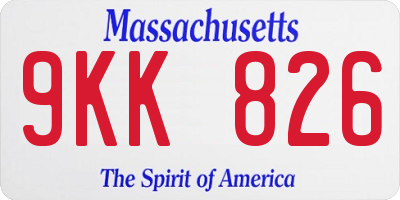 MA license plate 9KK826