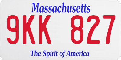 MA license plate 9KK827