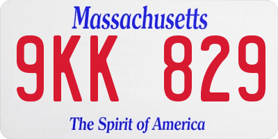 MA license plate 9KK829