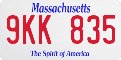 MA license plate 9KK835