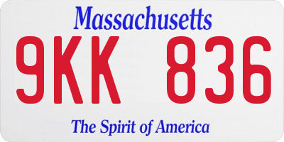 MA license plate 9KK836