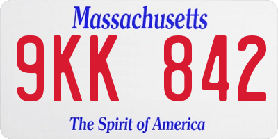 MA license plate 9KK842