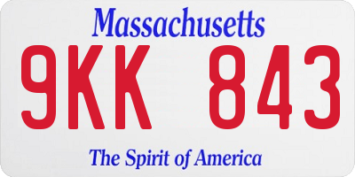 MA license plate 9KK843