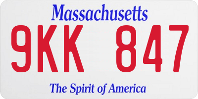 MA license plate 9KK847