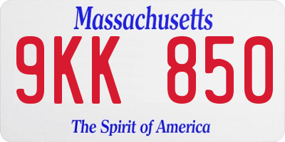 MA license plate 9KK850