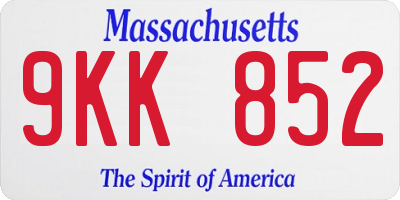 MA license plate 9KK852