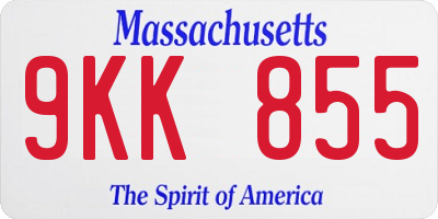 MA license plate 9KK855