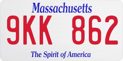 MA license plate 9KK862
