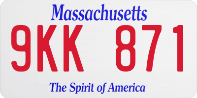 MA license plate 9KK871
