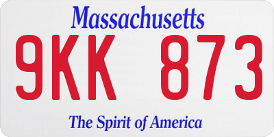 MA license plate 9KK873