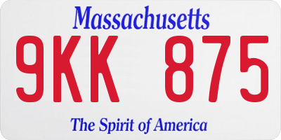 MA license plate 9KK875