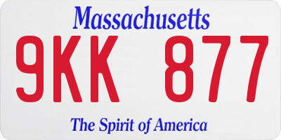 MA license plate 9KK877