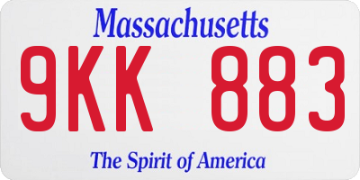 MA license plate 9KK883