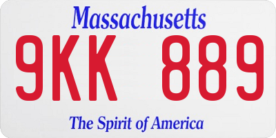 MA license plate 9KK889