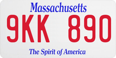 MA license plate 9KK890