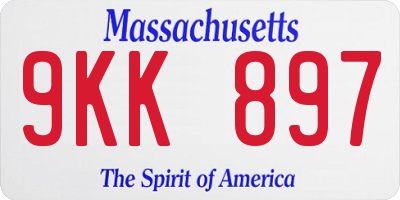 MA license plate 9KK897