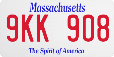 MA license plate 9KK908