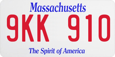 MA license plate 9KK910