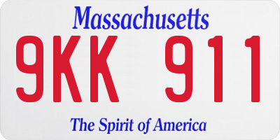 MA license plate 9KK911