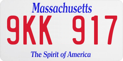 MA license plate 9KK917