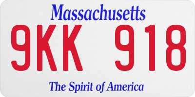 MA license plate 9KK918
