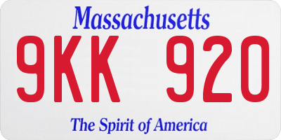 MA license plate 9KK920