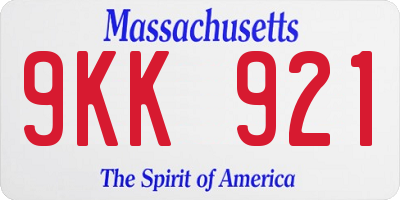 MA license plate 9KK921