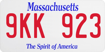 MA license plate 9KK923