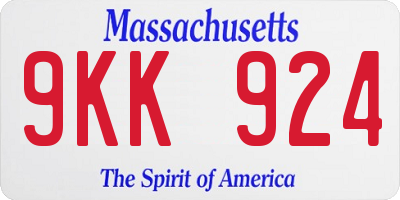 MA license plate 9KK924