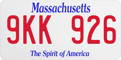 MA license plate 9KK926
