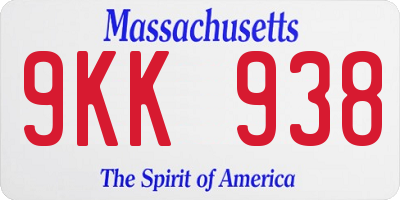 MA license plate 9KK938