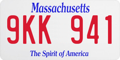 MA license plate 9KK941